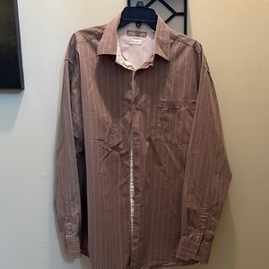 Van Heusen Men's Tan Striped Button Down Shirt